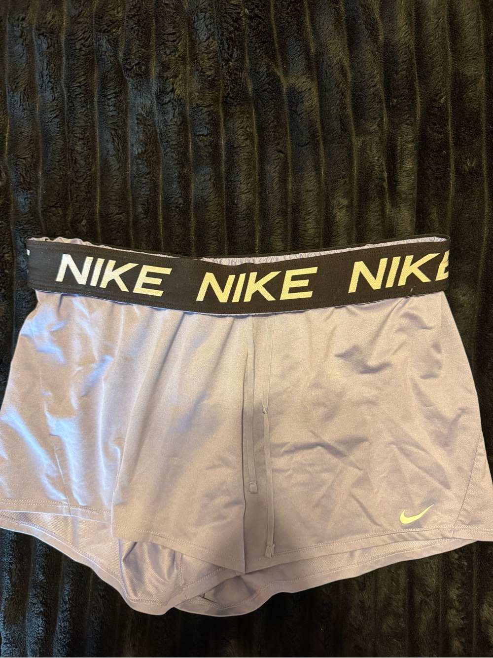 Nike Women's Lavender Athletic Shorts with Branded Black Waistband